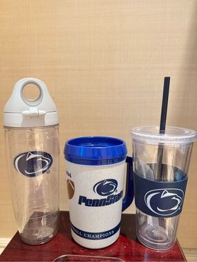Penn State Nittany Lions Clear Tumbler Set with Navy Sleeve (3)